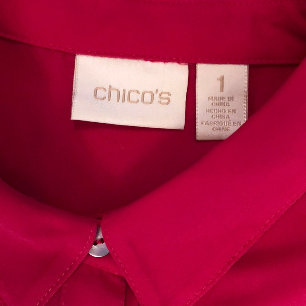 Chico’s Oversized, Buttoned, Raspberry Top. - image 5